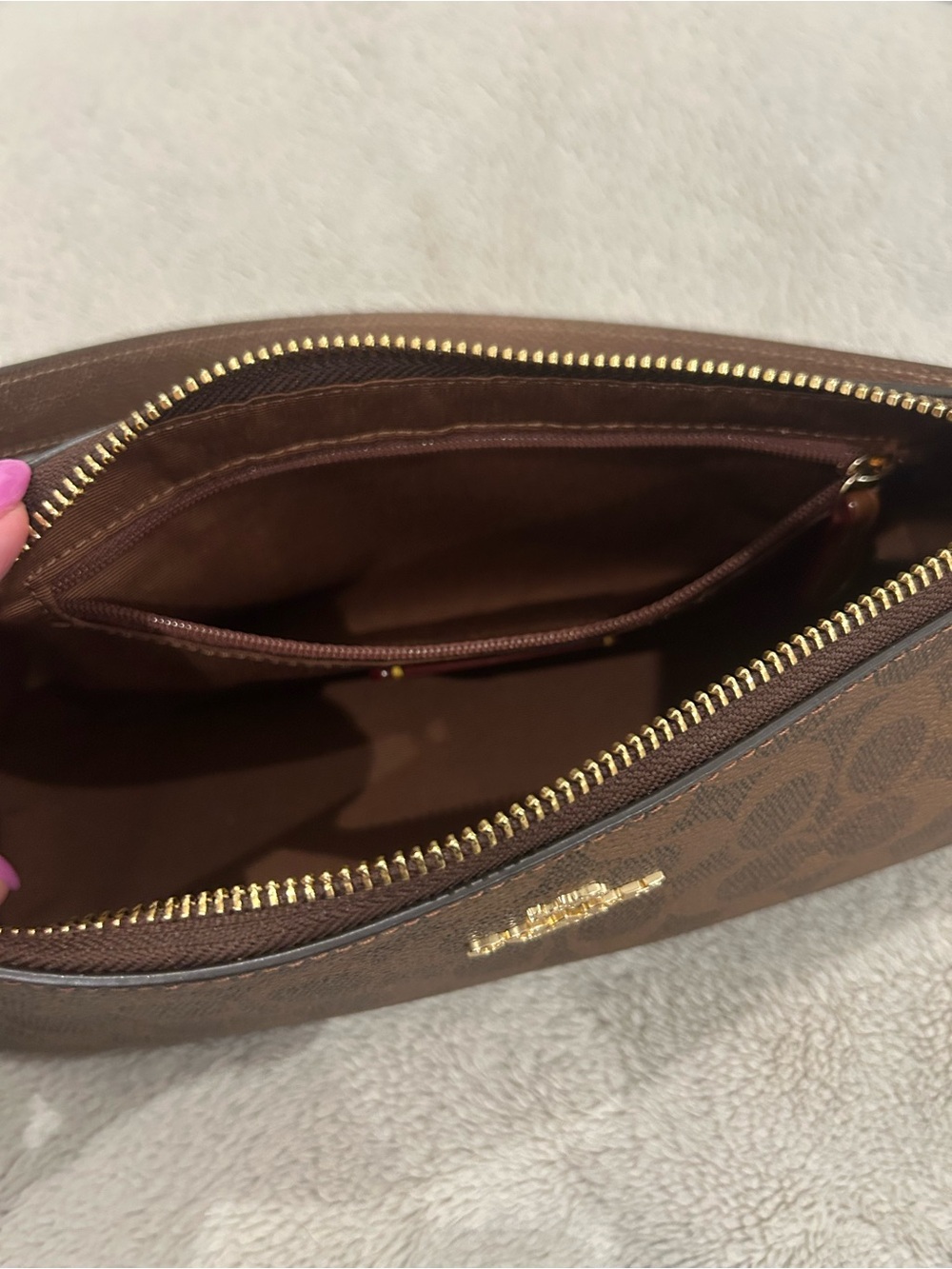 COACH Charlotte Gold/Bronze Signature Canvas Shoulder Bag - Picture 7 of 7